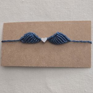 023 New Sage Boheme Handmade Micro-Macrame Blue Heart Charm Bracelet
